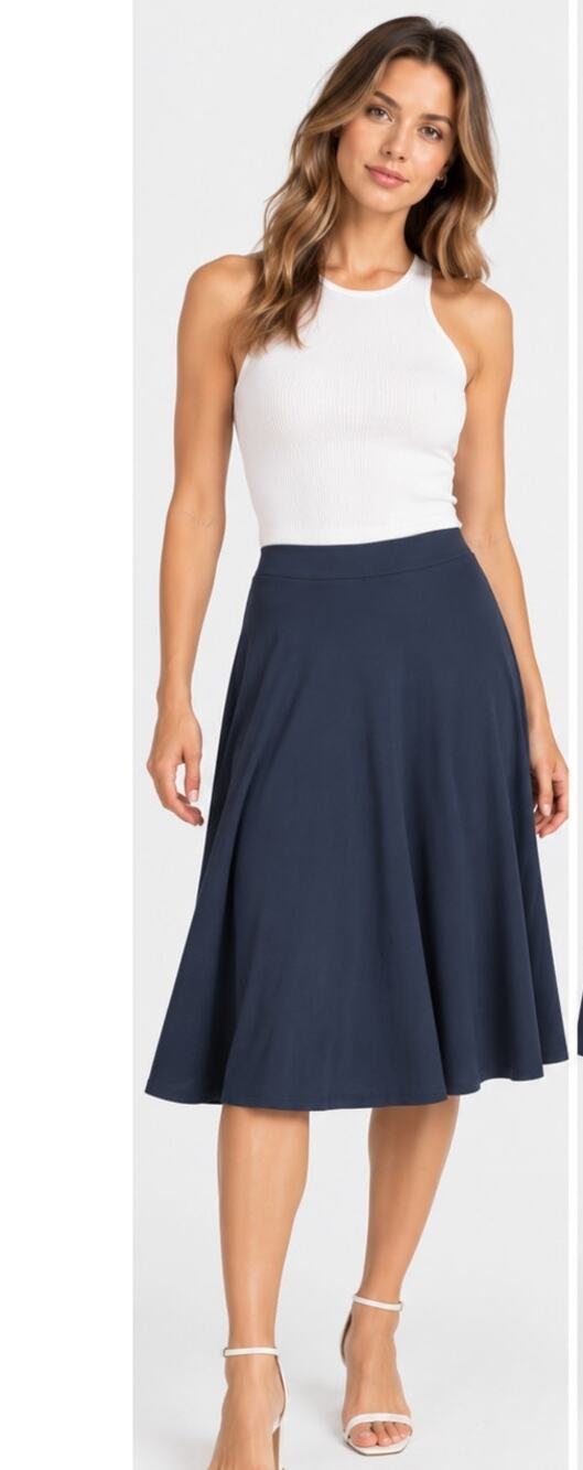 KATE KASIN A LINE MIDI SKIRT IN NAVY BLUE SZ 2XL